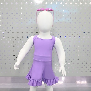 Lucky Sprout Custom logo Family Look Summer Solid Color Shorts Yoga Dress Tennis Active Wear Sets <strong>Skirt</strong> for Kid Girls - Product Image 3