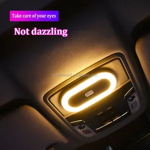 Car Ceiling Roof Lights Magnetic Dome Light With USB Two-color LED Car Interior Lighting Rechargeable Wireless Car Reading Lamp