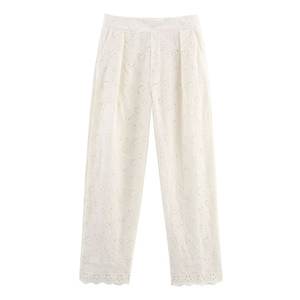 Mujer verano nueva moda elegante una serie de <span class=keywords><strong>pantalones</strong></span> bordados <span class=keywords><strong>calados</strong></span> Vintage cintura alta <span class=keywords><strong>pantalones</strong></span> femeninos Mujer - Product Image 1