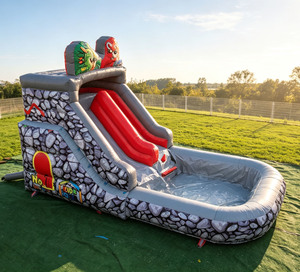 DFRL Tobogán Acuático Hinchable Comercial con Diseño <span class=keywords><strong>de</strong></span> Castillo <span class=keywords><strong>de</strong></span> Piedra y Animales <span class=keywords><strong>de</strong></span> Dibujos Animados, Estampado <span class=keywords><strong>de</strong></span> Dinosaurios y <span class=keywords><strong>Cachorros</strong></span>, para Parques al Aire Libre y Eventos <span class=keywords><strong>de</strong></span> Verano, Alquiler con Garantía <span class=keywords><strong>de</strong></span> 3 Años - Product Image 5