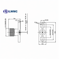LWMC SMA Flange Mounted Jack 1.30 Max Berlapis Emas Jarak Tengah 8.64 hingga 12.2mm Receptacle dengan 0. PIN 38mm