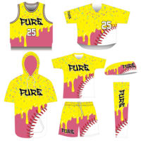 FQ En gros Ice-Creamm Drip Sublimate Maillot de baseball à col boutonné intégral, Sweat à capuche de baseball en polyester, T-shirt de baseball pour jeunes et adultes