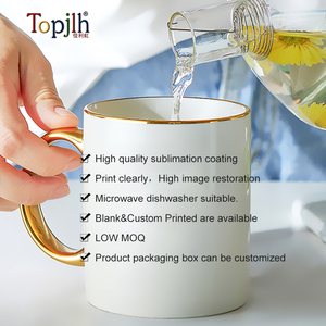 Mug en céramique à sublimation Topjlh avec logo personnalisé, bord doré, 11 oz, impression photo vibrante pour la marque de <span class=keywords><strong>café</strong></span>, les magasins de détail, les cadeaux promotionnels - Product Image 4