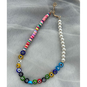 2025ที่มีคุณภาพสูงใหม่ทันสมัยผู้หญิงสาวๆลูกปัดสีฟ้าโช้คเกอร์เครื่องประดับ Boho DIY โพลิเมอร์ดินมุกลูกปัดสร้อยคอโช้คเกอร์ - Product Image 4