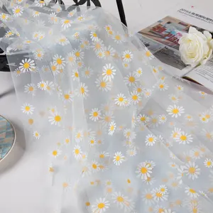 2023 New Beautiful Sunflower Embroidery Poly Glitter Tulle Fabric For Garment Dresses