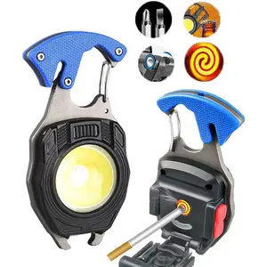 Mini torcia a Led ricaricabile portachiavi autodifesa armi da donna accendino torcia con lanterna magnetica caccia al campeggio