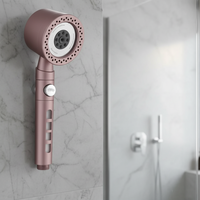 Pommeau de Douche Moderne à Six Modes avec Bouton d'Arrêt d'Eau, Finition Miroir, Économie d'Eau, Installation Facile, Garantie 3 Ans, Salle de Bain