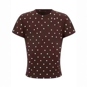 RUICHI T-shirt Corta Estiva da Donna con Stampa Stelle, in Tessuto a Costine Pre-ristretto da 230GSM, Girocollo, Manica Corta Modellante - Product Image 6