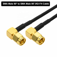 Câble d'extension SMA vers RP-SMA mâle coudé à angle droit RG174, câble coaxial RF Pigtail, adaptateur d'antenne pour routeur WIFI