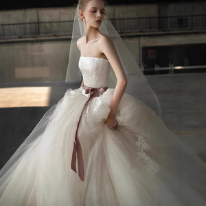 Vestido de Novia Francés sin Tirantes, Estilo Princesa, Largo hasta el Suelo, con Cristales y Cola Pequeña, Diseño Elegante, Venta Directa de Fábrica - Product Image 3