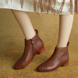 Botines de PU con Cordones, Estilo Retro, Punta Abierta, Tacón Bajo, Hechos a Mano, Tacón Cuadrado, Antideslizantes, Secado Rápido, Moda de Verano - Product Image 2