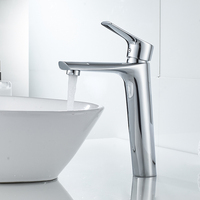 Momali Moderne Populaire Style Européen Chrome Poli Grande Hauteur Bassin Mitigeur Salle De Bains Évier Navire Robinets avec Poignée Unique