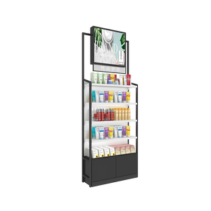 Exhibidor Decorativo para Tienda de Cosméticos para el Cuidado de la Piel, Estante de Exhibición en Blanco y Negro, Acero Frío, Modelo B08 - Product Image 5
