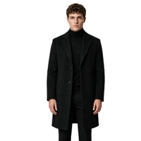 Manteau long à simple boutonnage pour homme, automne-hiver, en coton tissé rembourré de polyester, style moderne minimaliste, formel/décontracté