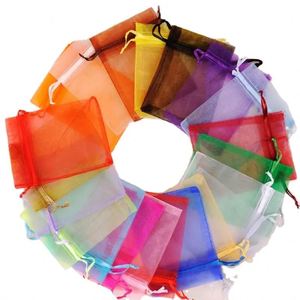 Bolsas de Organza Personalizadas al por Mayor con Logotipo, Bolsitas de Regalo Pequeñas y Grandes para Joyería de Boda, Bolsa de Organza Transparente con Cuerda de Satén - Product Image 1