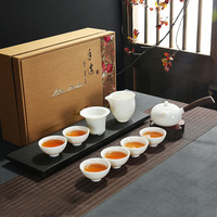 Service à thé Kung Fu en porcelaine blanche ESTICK, style japonais moderne, avec pot à double paroi et tasse maîtresse portable, haut de gamme pour la maison