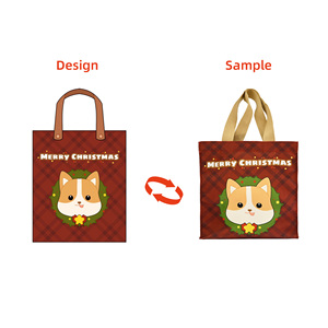 Christmas Customized <strong>Red</strong> Cotton Handbag Corgi Dog Reusable Shopping <strong>Bag</strong> Seco-friendly Tote <strong>Bags</strong> for Bulk Sale - Product Image 1