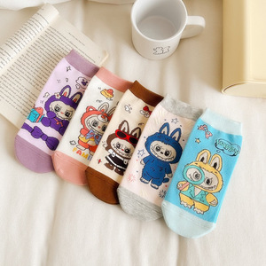 Calcetines tobilleros de punto de dibujos animados para mujer, calcetines náuticos de algodón antibacterianos, venta al por mayor, otoño e invierno, 2017 - Product Image 6