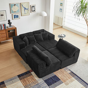 Comfortable High Compressed U-shape Multi <b>Seat</b> Upholstered Fabric Modern Sectional Sofa Set Pillow Luxury Square Apartment Villa - Product Image 6