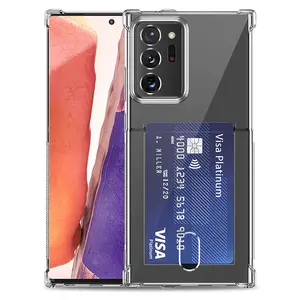 For Samsung S21 S23 Case Credit Card Holder TPU Handy Case with Portable Card Slot Covers for S22 Ultra Transparent Card Case
