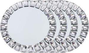 Assiettes de présentation en cristal diamanté miroir <span class=keywords><strong>argent</strong></span>é de luxe en gros, assiettes à dîner en verre pour mariage, décoratives, personnalisables - Product Image 3