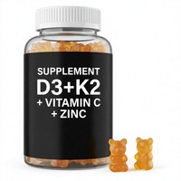 Gummies multivitaminées à la vitamine C, au calcium D3 K2 et au zinc, marque privée, 60 gummies pour femmes et adultes