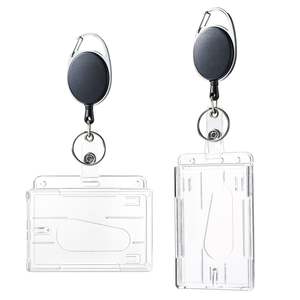 Porte-badge rétractable bidirectionnel avec logo couleur personnalisé, clip vertical/horizontal et pochette pour carte d'identité – Accessoire - Product Image 2
