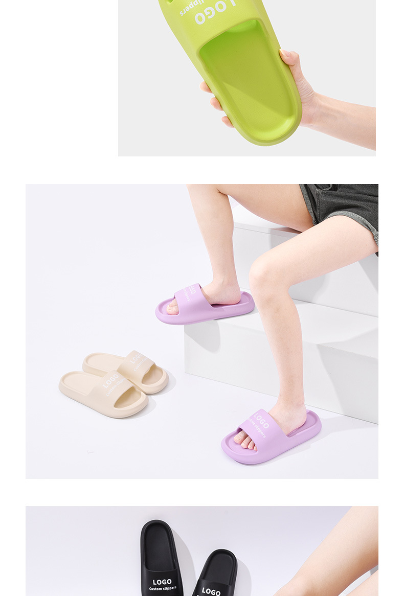 Custom Logo Thick Bottom Slippers EVA Indoor Outdoor Bathroom Slippers Beach Slide Shoes