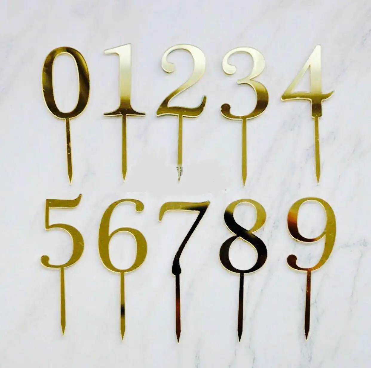 Rose Gold Acrylic Numbers 0-9 Cake Toppers Table Numbers For Wedding Anniversary Birthday Party