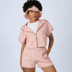 Custom Satin Hoodie Activity Cuff Hood Stringless Zipper Sweat Suit Beanies Oversized Satin Hoodies Women - Product Image 6