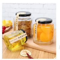 Emballage de miel Pot en verre hexagonal transparent de haute qualité 45ml-730ml pour confiture Sauce chili pâte de citron avec couvercle en métal