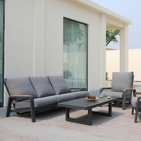 Table basse OSMEN Manly moderne en aluminium facile à nettoyer avec garantie de 3 ans, plateau en verre à base céramique pour terrasse extérieure