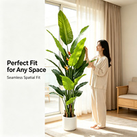 Arbre artificiel géant Strelitzia en soie, toucher réel, fausse fleur de grue, 240 cm, vente en gros, grande taille pour la décoration d'atrium