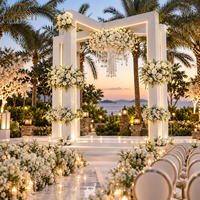 Arche de mariage carrée avec panneau blanc et éclairage LED pour cérémonie, réception, hôtel, banquet, décoration de scène - Demande de devis
