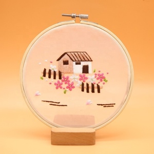 Kit de broderie DIY écologique pour débutants, motif fleur et oiseau, tissu en coton, cadeau, marque XIXI, fait main - Product Image 2