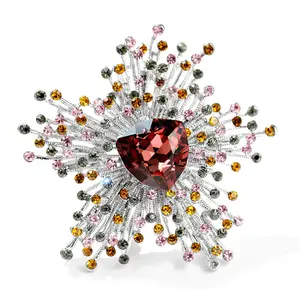 Jachon custom Elegant Stylish Big Clear Austrian Shiny Crystal Jewelry Alloy Tassel Women Brooch Pin