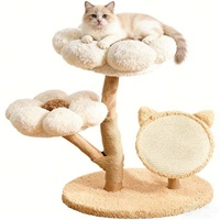 Arbre à chat moderne et luxueux en bois avec lit douillet pour animaux de compagnie, doté de zones d'escalade, de saut et de griffoirs en sisal