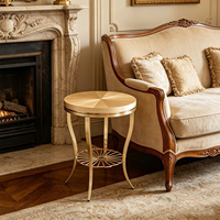 Nouvelle table d'appoint de luxe en métal doré, design minimaliste, table basse artisanale, forme ronde vintage, table d'appoint et de bout pour salon