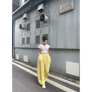 Pantalones de falda de verano para mujer, diseño de capullo de flores, cintura alta, longitud de nueve puntos, pantalones de pierna ancha, ropa informal de mujer de alta calidad - Product Image 3