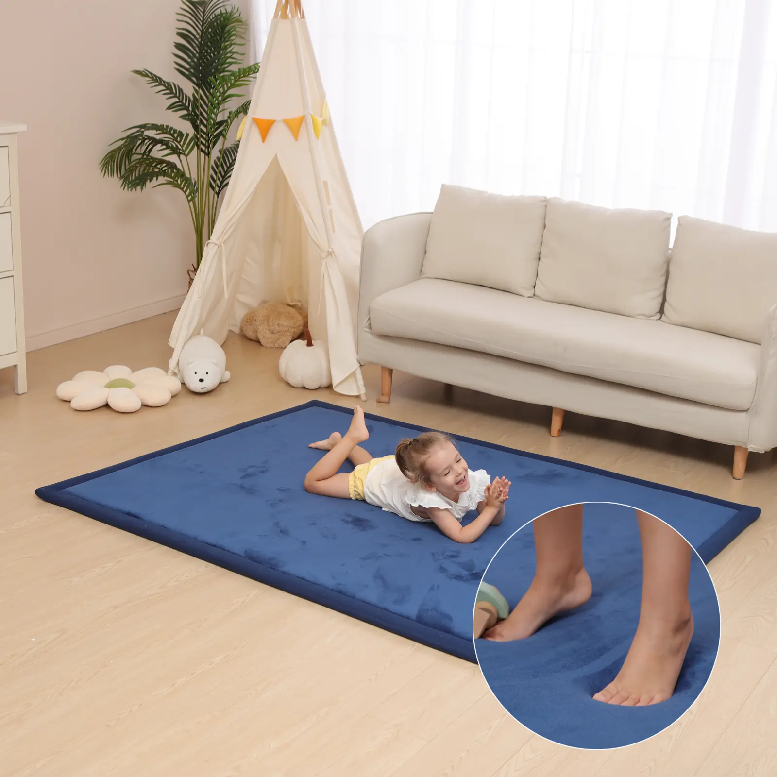 New Extra Large Non Slip Crawling Mat para Crianças Macio Coral Velvet Baby Nursery Rug Memory Foam Tatami Mat para Sala de estar