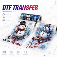 Feuille PET DTF personnalisée pour Noël, couleurs vives, excellente élasticité, désherbage facile pour les loisirs créatifs de fêtes