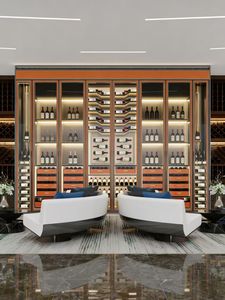 Estante de Almacenamiento de Vino Integrado de Lujo Moderno, Extensible, Ecológico, de Madera de Cedro Sólido, con Temperatura Constante, Personalizado para Villas y Hoteles - Product Image 6