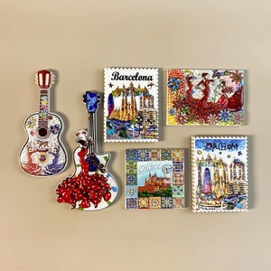 Imán Redondo de Acero Inoxidable Pintado con Diseño de <span class=keywords><strong>Barcelona</strong></span>, Recuerdo Turístico, Colección para el Hogar - Product Image 1