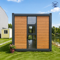 Maison de bureau de jardin préfabriquée moderne en conteneur avec grandes fenêtres en verre et structure en acier isolée Ray-Zen