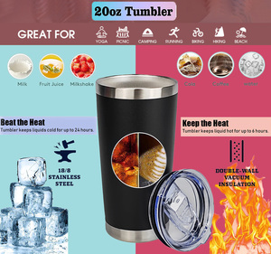 Vente en gros de gobelets personnalisés de 20 oz, gobelets isothermes à double paroi en acier inoxydable pour le café et les boissons, cadeaux - Product Image 4
