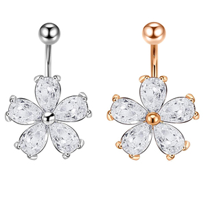배꼽 버튼 반지 외과 스틸 14G CZ 배꼽 반지 바벨 여자 바디 피어싱 바벨 쥬얼리 - Product Image 1