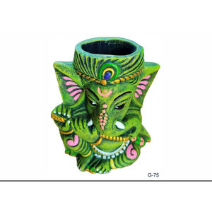 Vase décoratif en argile Art Déco fait main, représentant le dieu Ganesha (design vertical) pour la décoration intérieure et les anniversaires - Product Image 3