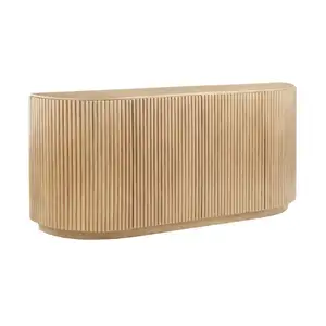Texture 3D Half Round Solid Wood MDF Grooved Fluted Flexible Decorative Wall Panel Customized Cladding Kraft Paper Back
