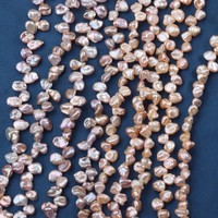 Perles naturelles baroques recyclées sans noyau Fairy Petal 5-6mm, chaîne en vrac DIY, une pièce environ. 38-39 cm de long