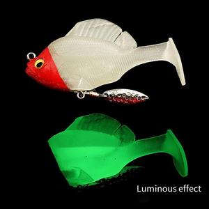 Mới đến mềm nhảy cá thu hút chì đầu câu cá mềm t đuôi thu hút nhân tạo swimbait <span class=keywords><strong>Jig</strong></span> Đầu mồi với muỗng quay - Product Image 2